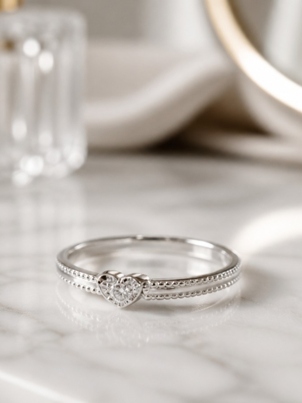 Heart Accent Silver Stacking Ring - Women's Jewelry